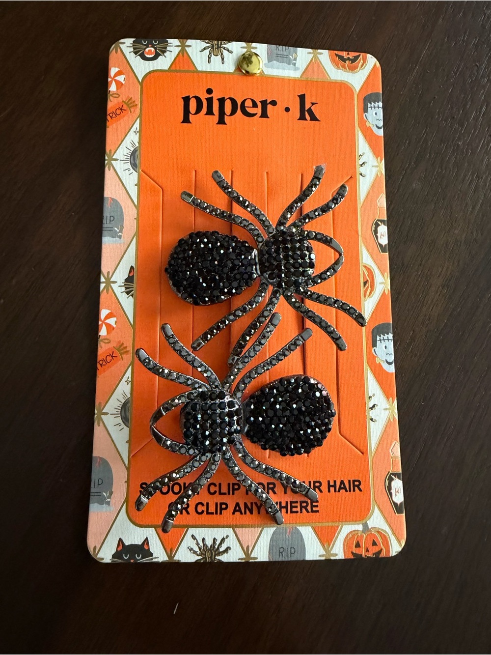 Piper Black Rhinestone Spider Hair Clips